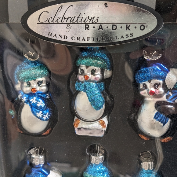 Celebration by Radko Hand Crafted Glass Christmas Ornaments - Penguins 6pcs - Picture 2 of 3